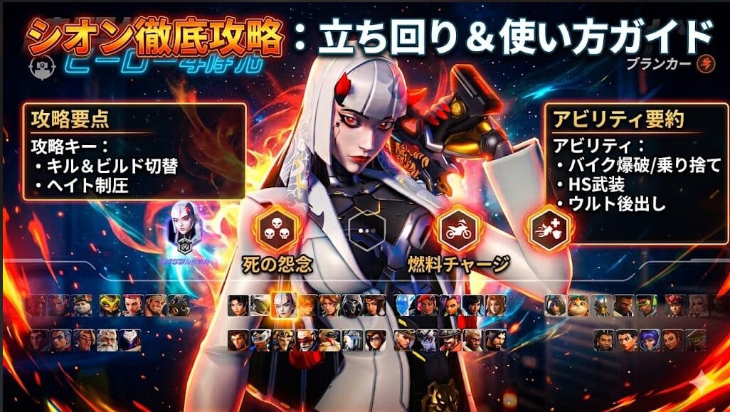 【OW】新キャラ「シオン」アビリティ・パーク全性能表!ネットの猛者たちから集めたビルドや立ち回りも掲載!